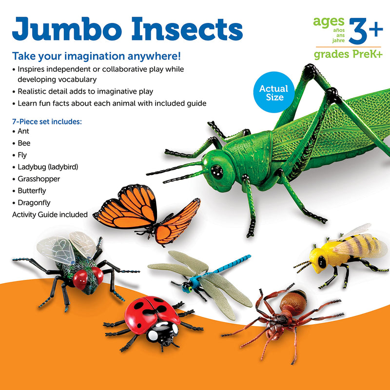 [Australia - AusPower] - Learning Resources Jumbo Insects - 7 Pieces, Ages 3+ Toddler Learning Toys, Animal Toys for Kids, Preschool Science Learning Toys 