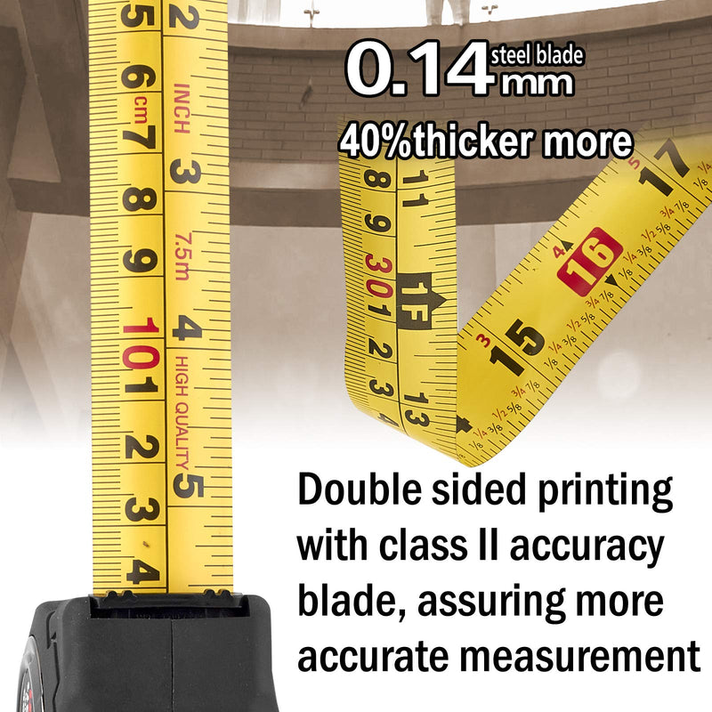 [Australia - AusPower] - ASSIST 25FT Measuring Tape by ASSIST 2.6m Level Standout, Both Side Printing Metal Blade,40% Thicker Blade,Heavy Duty,8 Times Longer Lifetime Than Normal one,Industray Grade 
