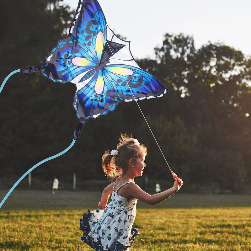 [Australia - AusPower] - JEKOSEN 2022 Style 55" Emperor Large Butterfly Kite for Kids and Adults Easy to Fly Beginners Single Line String with Tail for Beach Trip Park Outdoor Activities Blue 