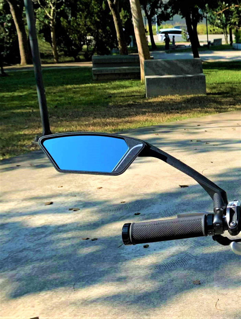 [Australia - AusPower] - MEACHOW New Scratch Resistant Glass Lens,Handlebar Bike Mirror, Rotatable Safe Rearview Mirror, Bicycle Mirror,ME-010(2019-2020) Blue Left Side 
