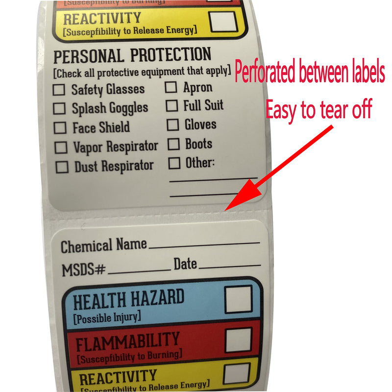 [Australia - AusPower] - FirstZi Self Adhesive 1.5”x2.5” SDS MSDS Safety Stickers for Chemical Identifying and Marking, 300 Labels 1 Roll, Waterproof, Durable, HMIS & Hazard Compliant 