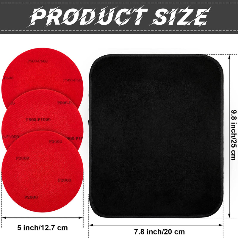 [Australia - AusPower] - Maitys Microfiber Bowling Sanding Pad Bowling Accessories Bowling Ball Towel Resurfacing and Cleaning Kit 6 Pieces Bowling Ball Cleaning Pad and 1 Bowling Ball Towel Grit 500/ 1000/ 2000 Black and Red 