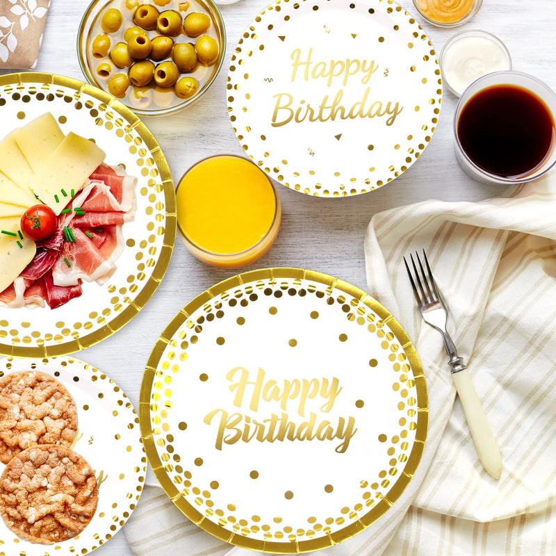 [Australia - AusPower] - Birthday Plates Happy Birthday Party Plates Party Supplies Disposable Paper Dinnerware 24 Pcs 9 inch 7 inch 