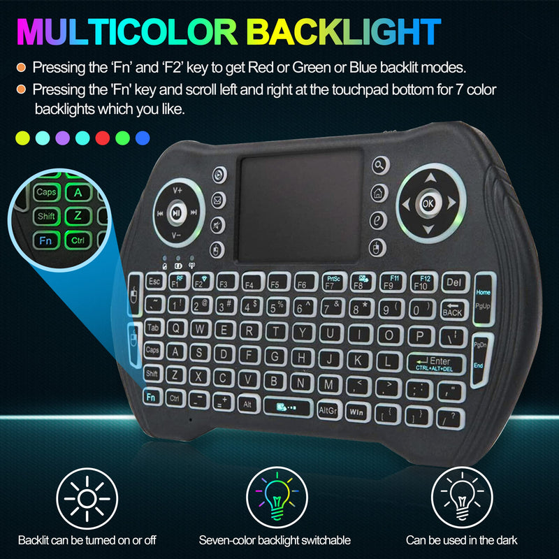 [Australia - AusPower] - Backlit Mini Wireless Keyboard with Touchpad Mouse Combo with Rechargable Li-ion Battery & Multi-Media Handheld Keyboard for Google Android TV Box Smart TV X-Box PC HTPC PS3 PAD Windows Linux MacOS 