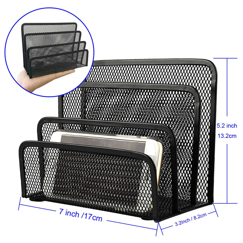[Australia - AusPower] - Desk Mail Organizer, Anumit File Holder Letter Sorter with 3 Vertical Upright Metal Mesh Compartments Document, Filing, Folders, Mail, Paper Organizer for Home or Office Desktop (1PCS) 1pcs 