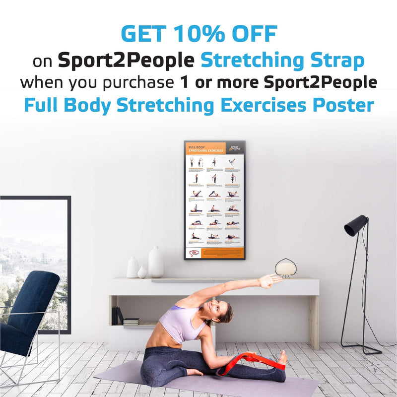[Australia - AusPower] - sport2people Stretching Strap for Yoga, Flexibility, Rehabilitation - 2 Free Exercise Ebooks - Get Flexible with 12-Loop Stretch Band for Rehab, Recommended by Physical Therapists and Trainers blue-gray 