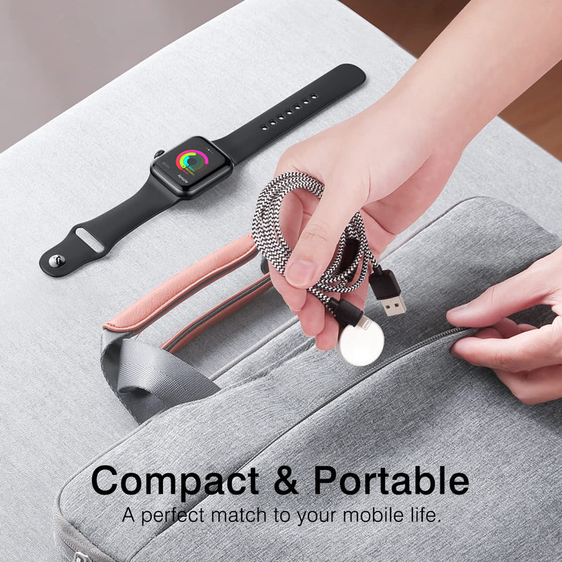 [Australia - AusPower] - Moko Armor Smartwatch Charger, 2 in 1 Magnetic Wireless iWatch Charger Cable Cord 3.93ft Compatible with iWatch 7/6/5/4/3/2/SE, for iPhone 13/12/Pro Max Mini iPad/AirPods, Black&Silver Black & Silver 