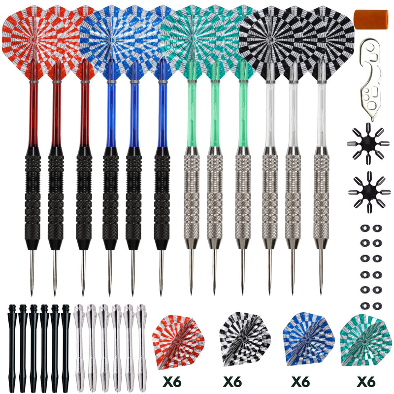 [Australia - AusPower] - SHOT TAKER CO. EST. 2017 Professional Steel Tip Darts 12 PC Set | 12 PC Brass Barrels | 12 PC Aluminum Shafts 48mm | 16 PC Flights Standard Shape | 1 Multi-Purpose Dart Tool | 1 Carry Bottle 21g Deluxe 50/50 
