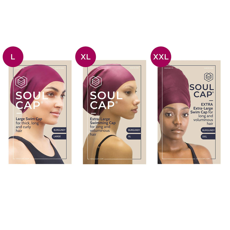 [Australia - AusPower] - SOUL CAP – Large Swimming Cap for Long Hair - Designed for Long, Thick and Curly Hair - Adults, Kids and Children - Women & Men - Premium Silicone Burgundy 