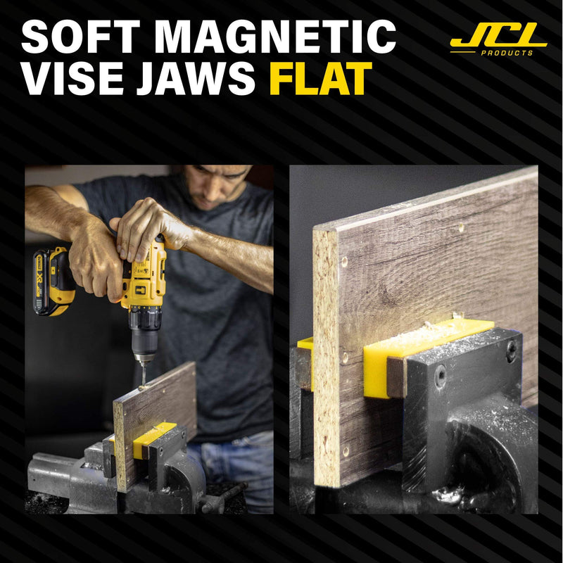 [Australia - AusPower] - JCL Soft Vise Jaws, 6 inch vice jaw pads (2 pack), including 1 set grooved and 1 set flat, Use on any Metal Bench Vise to safely clamp flat, round or irregular shapes objects 