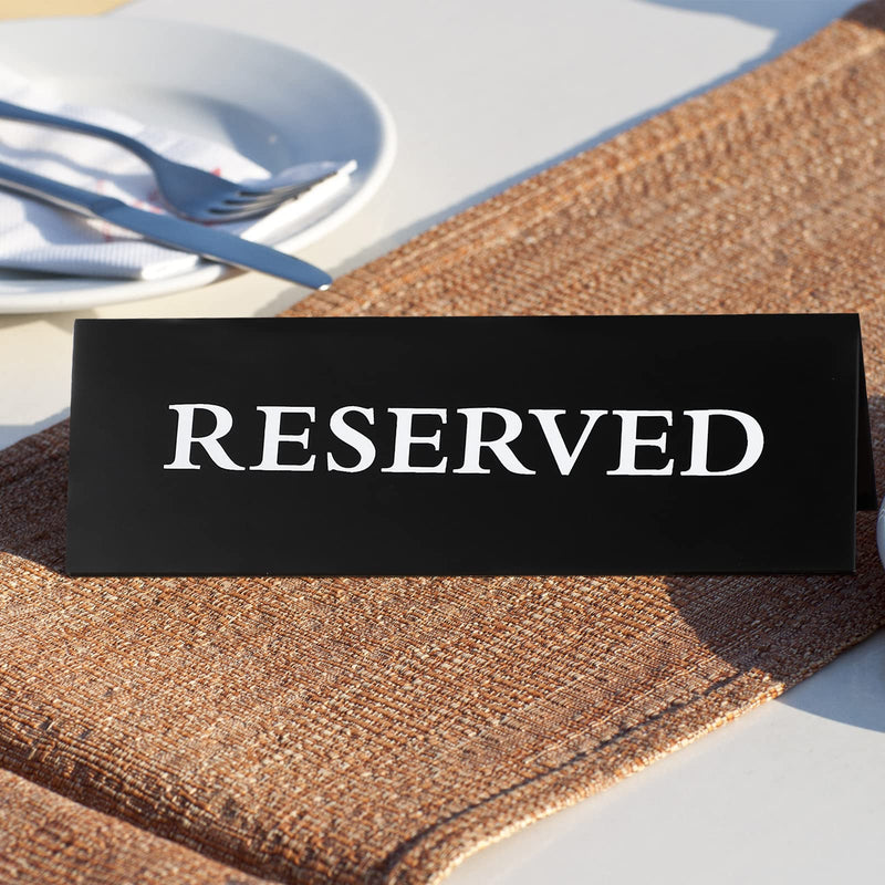 [Australia - AusPower] - 12 Pieces Reserved Table Signs Plastic Reserved Signs Guest Reservation Table Tents Black Background Reserved Seat Signs Reserve Signs for Wedding Restaurant Birthday Party Chairs 