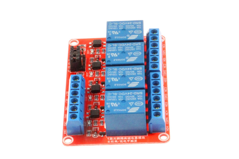[Australia - AusPower] - NOYITO 4 Channel Relay Module High Low Level Trigger With Optocoupler Isolation Load DC 30V AC 250V 10A for PLC Automation Equipment Control Industrial Control (4-Channel 24V) 4-Channel 24V 