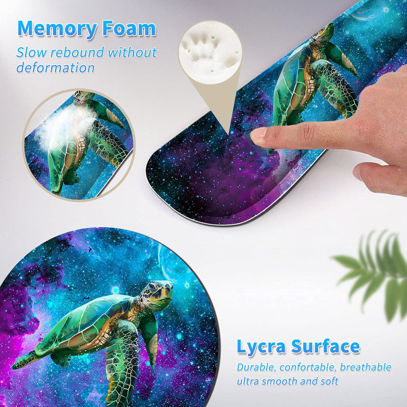 [Australia - AusPower] - Keyboard Wrist Rest & Mouse Pad & Mouse Wrist Rest Support & Coaster, Non Slip Rubber Base Wrist Support with Ergonomic Raised Memory Foam for Computer Laptop Home Office, Turtle Galaxy 