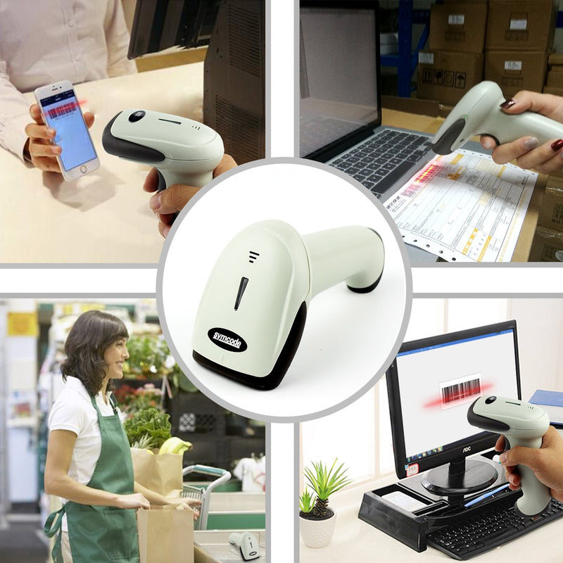 [Australia - AusPower] - Wireless Bluetooth Barcode Scanner, Symcode Handheld USB CCD Cordless Barcode Scanner with USB Receiver Support Storing Codes Rechargeable Bar Code Reader Long Battery Life 
