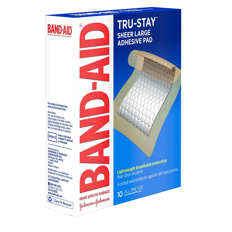 [Australia - AusPower] - Band-Aid Brand Tru-Stay Adhesive Pads, Large, 10 Count (6 Pack) 10 Count (Pack of 6) Lightweight 