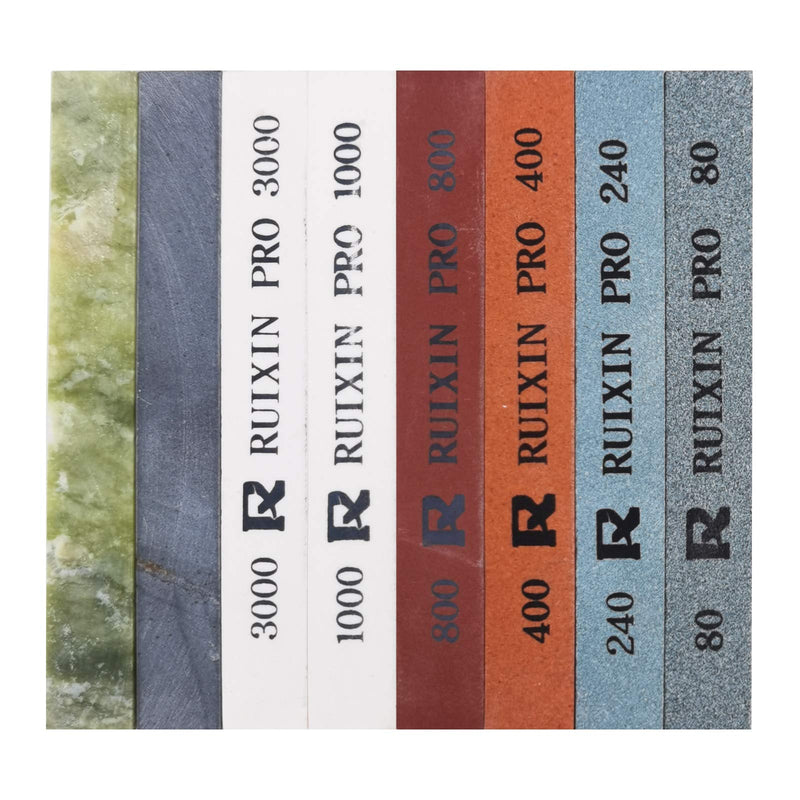 [Australia - AusPower] - 8Pcs Knife Sharpening Stones for RUIXIN Pro RX-008 Knife Sharpener Fixed-angle kit, Professional Whetstone Set Grindstone Polishing Stone without Base 80/240/400/800/1000/3000/5000/10000 Grit 8pcs without base 