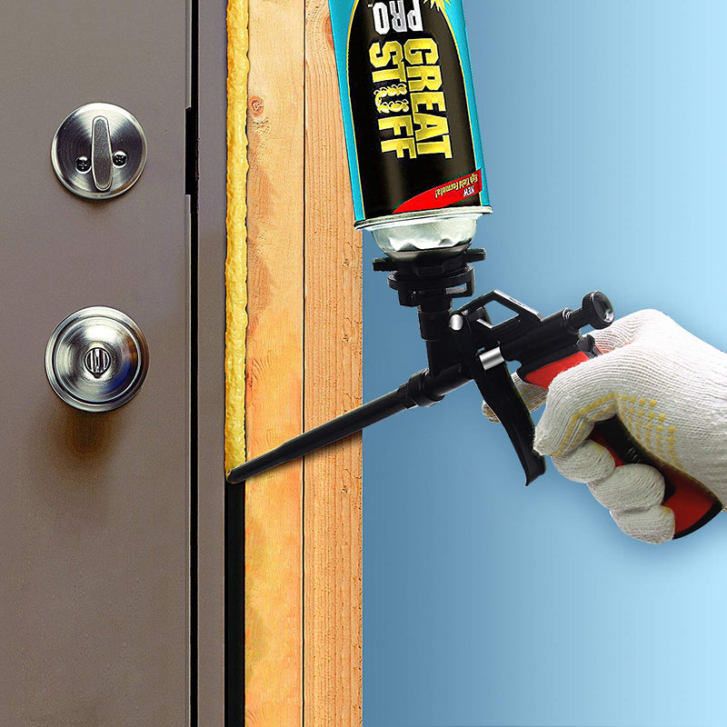 [Australia - AusPower] - Foam Gun, Preciva Professional Foaming Gun Heavy Duty PU Expanding Foam Gun Caulking Gun Spray Application Applicator for Caulking, Filling, Sealing, Home and Office Use Red 