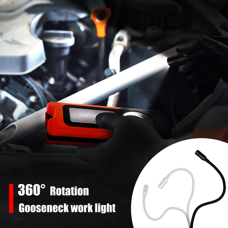 [Australia - AusPower] - ANYLIGHT Work Light - LED Rechargeable Work Light with COB 1500LM & 300LM Portable Gooseneck USB Rechargeable - Magnetic Led Worklight, Work Light Tool for Car Repair, Camping & Job Site Lighting 