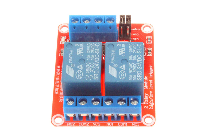 [Australia - AusPower] - NOYITO 2 Channel Relay Module with Isolated Optocoupler 5V 12V 24V High Low Level Trigger Module Triggered (Pack of 2) (5V, Red) 