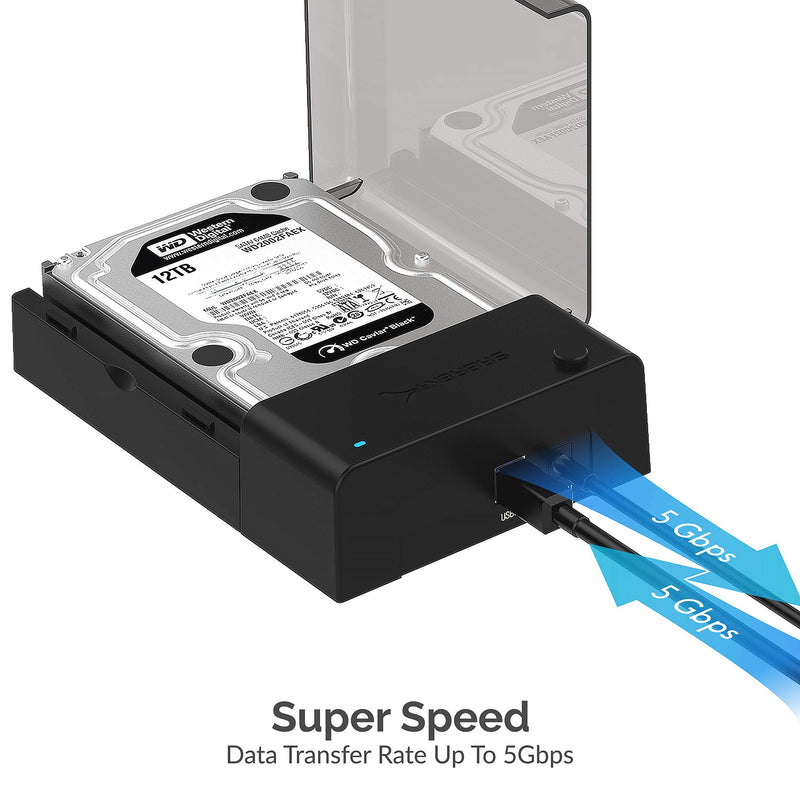[Australia - AusPower] - SABRENT USB 3.0 to SATA External Hard Drive Lay-Flat Docking Station with Built-in Cooling Fan for 2.5 or 3.5in HDD, SSD [Support UASP and 20TB] (EC-DFFN) 