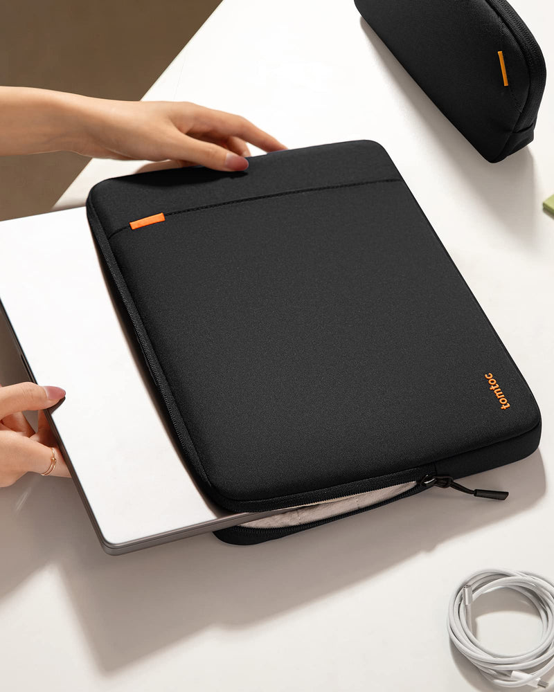[Australia - AusPower] - tomtoc 360 Protective Laptop Sleeve Set for 15-inch New MacBook Air M2 A2941 2023, 15 Inch Microsoft Surface Laptop 5/4/3, Dell XPS 15 Plus, Water-Resistant Laptop Case Bag Black 