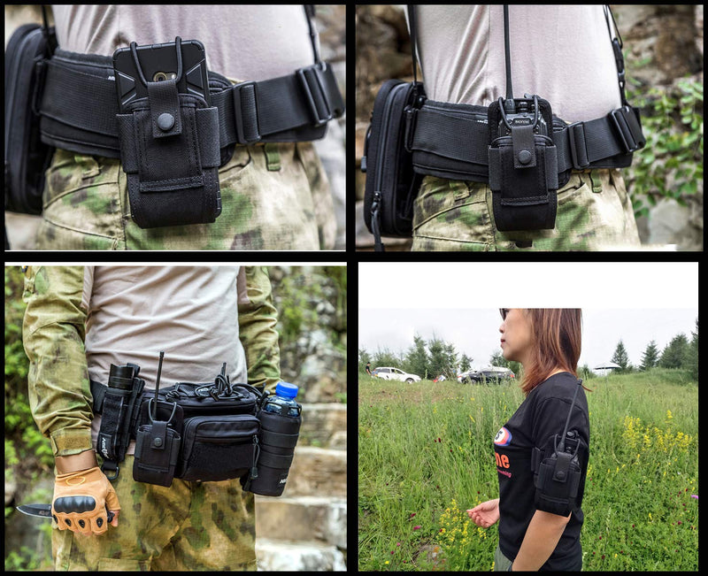 [Australia - AusPower] - abcGoodefg Molle Radio Holder Walkie Talkie Pouch Case for Duty Belt Radio Holster Tactical Hunting Intercom Bag (1 Pack, Black) 