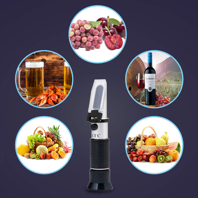 [Australia - AusPower] - Beslands Refractometer for Grape Wine Brewing, 0-40% Brix & 0-25% vol Alcohol Dual Scale with ATC, Measuring Sugar Content in Original Grape Juice and Predicting Wine Alcohol Degree 