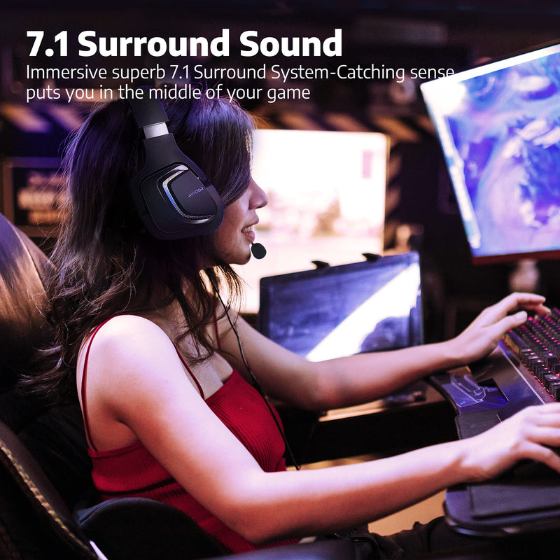 [Australia - AusPower] - AIHOOR Wired Gaming Headset with 7.1 Surround Sound, Detachable Mic, in-Line Volume & Mute Control, RGB LED Lights, Breathable Foam Ear Cushions, Over-Ear Headphone for PC, PS4/PS5 Console (USB Plug) USB Plug Headset-G20C 