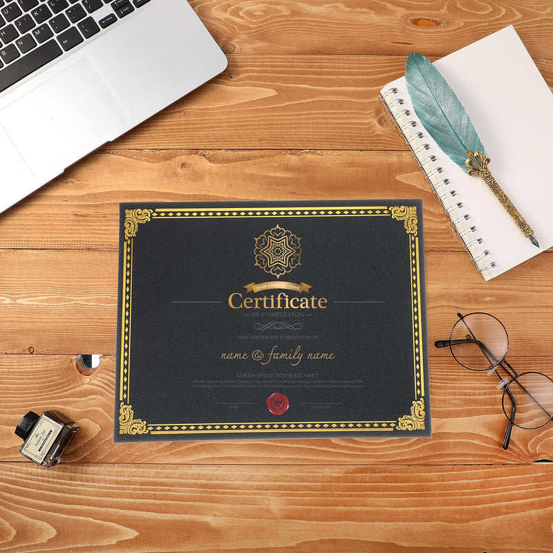 [Australia - AusPower] - 50 Sheets Certificate Paper Gold Foil Metallic Border Blank Award Certificate for Recognition Appreciation, Laser and Inkjet Printer Compatible, 11 x 8.5 Inches (Black) Black 