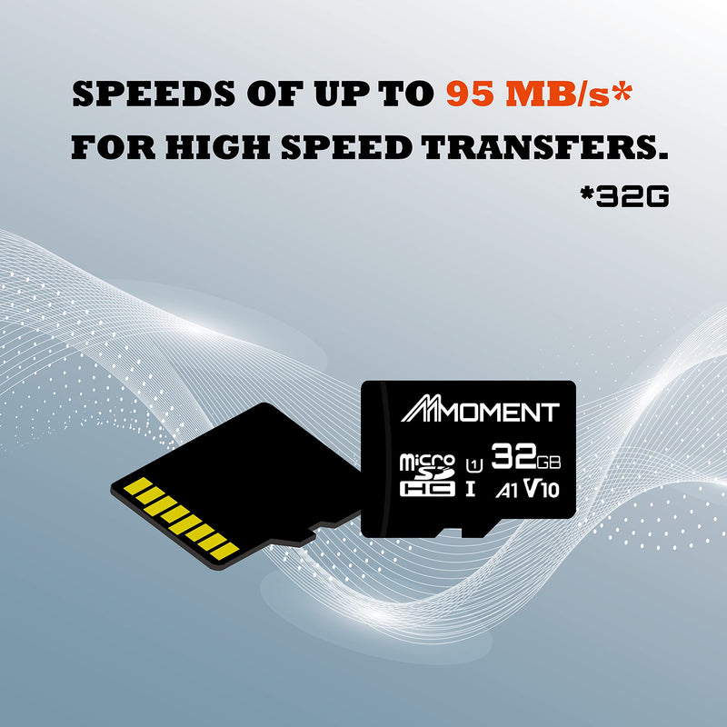 [Australia - AusPower] - MMOMENT Micro SDHC Card, A1, UHS-I, U1, V10, Class 10 Compatible, Read Speed Up to 90 MB/s, SD Adapter Included (32GB, Black - A1, U1, V10) 32GB, Black - A1, U1, V10 