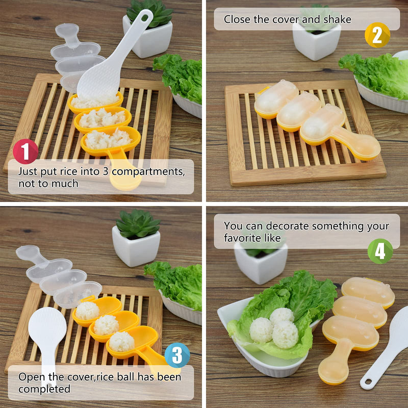 [Australia - AusPower] - MEETSWEET Rice Ball Mold Ball Shaped Kitchen Tools DIY Lunch Maker Mould Food Decor for Kids Mold with a Mini rice scoop 
