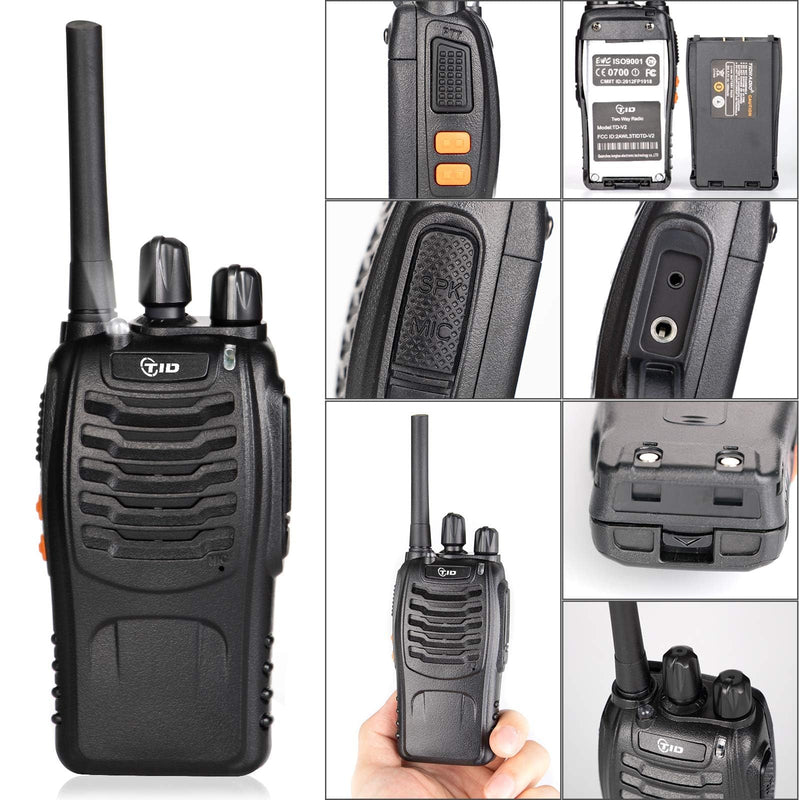 [Australia - AusPower] - TIDRADIO TD-V2 Walkie Talkies for Adults Long Range, Rechargeable Two Way Radio Earpiece with MIC,16 Channels Handheld Walkie Walkie with Secure Service Function(2 Pack) 