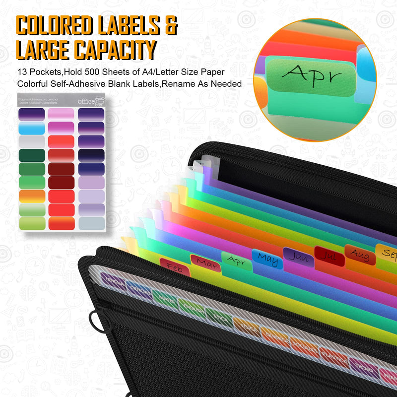 [Australia - AusPower] - ABC life 2 Pack Expanding File Folder with Mesh Bag,13Pocket Colored Accordion File Folder Letter Size Document Organizer Expandable Zipper Folder for Paper/Receipts/Coupons(Large A4+Small Bills Size) H Colored 2 Pack 