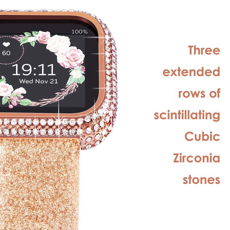 [Australia - AusPower] - Surace Compatible for Fitbit Versa 2 Case, Bling Cases with Over 200 Crystal Diamond Protective Cover Bumper for Fitbit Versa 2 Smart Watch, Rose Gold Only for Fitbit Versa 2 