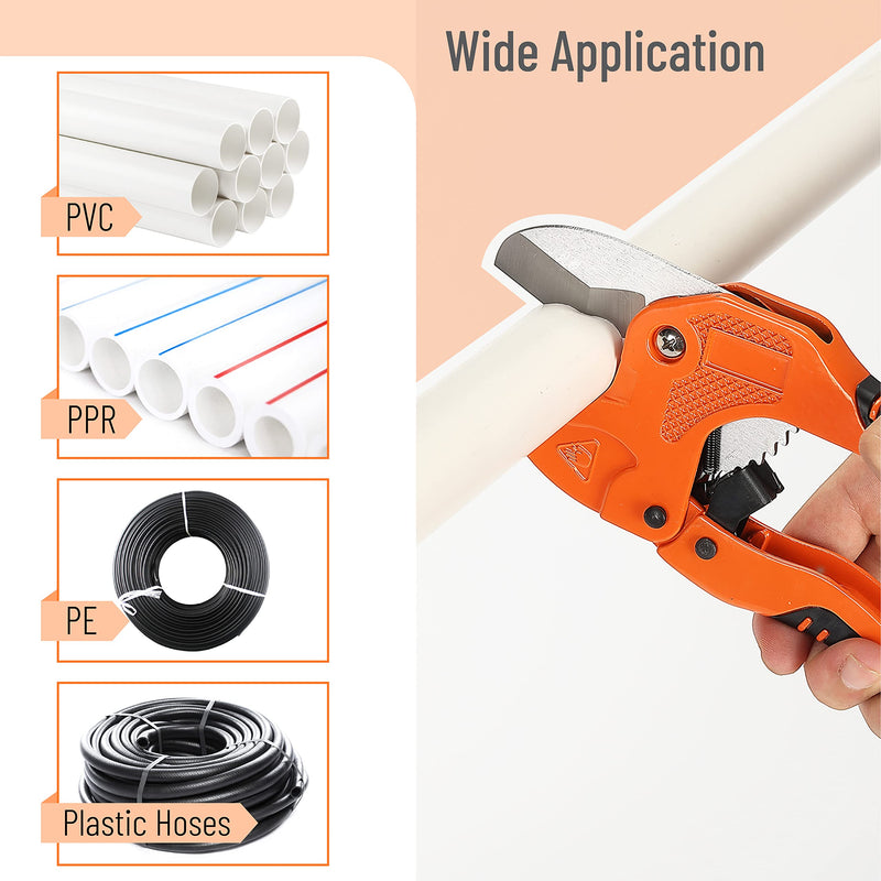 [Australia - AusPower] - Bates- PVC Pipe Cutter, Cuts up to 1-1/4", Ratcheting PVC Pipe Cutter Tool, Pipe Cutters PVC, PVC Pipe Shears, PVC Cutter, Plastic Pipe Cutter, PEX Pipe Cutter, PVC Cutter Tool, PVC Ratchet Cutter 