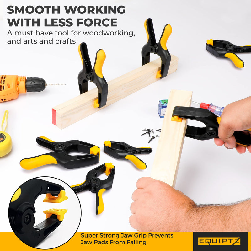 [Australia - AusPower] - EQUIPTZ Spring Clamps Heavy Duty, 4-Pack 6-inch Large Plastic Clamps for Crafts with 3-Inch Jaw Opening, Backdrop Clips Clamps with Extra Wide Jaws & Strong Clamp Force for a Smooth DIY Experience 6" Pack of 4 
