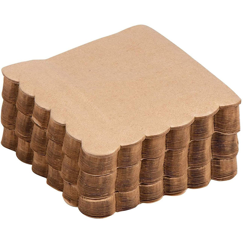 [Australia - AusPower] - Paper Cocktail Napkins, Scalloped Edge for Party (5x5 In, Kraft Brown, 100 Pack) 