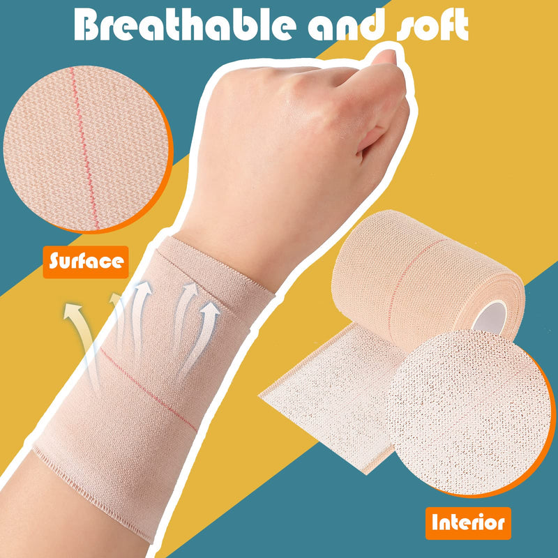 [Australia - AusPower] - 4 Rolls Elastic Tape Adhesive Elastic Tape Self Adhesive Bandage Wrap Flexible Stretch Bandages for Sports Ankle, Knee and Wrist Sprains Animal Pets, 5 Yard (3 Inch in Width) 3 Inch in Width 