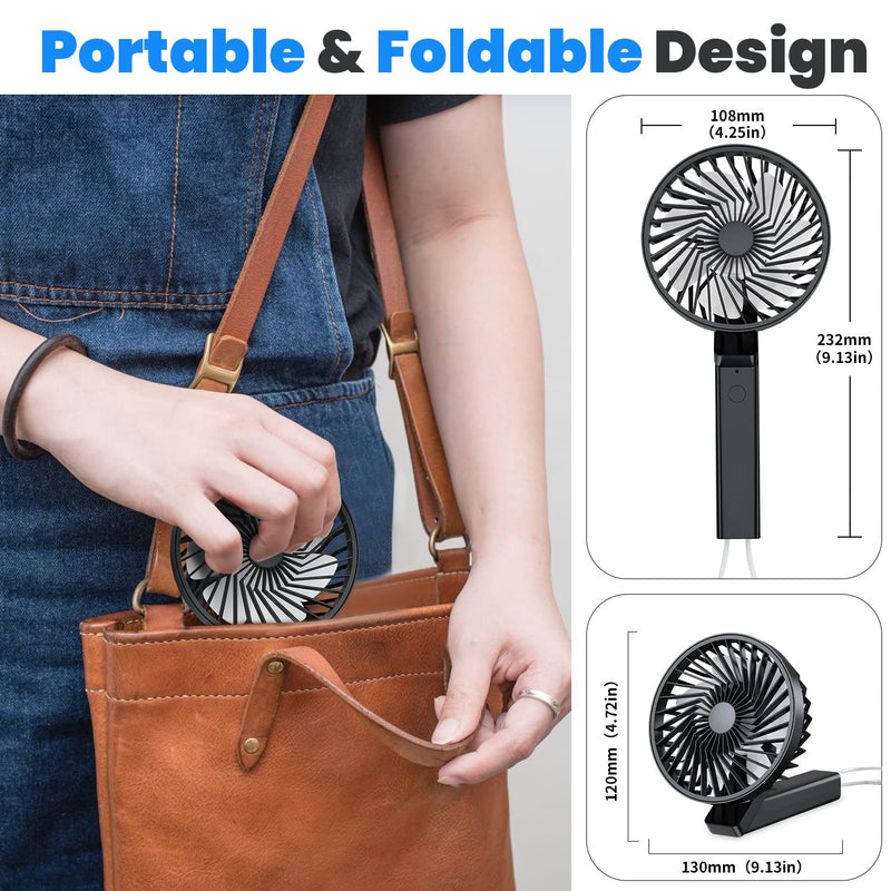 [Australia - AusPower] - VersionTECH. Handheld Fan, Small Portable Personal Mini Desk Table Folding Fan with USB Rechargeable Battery Operated Electric Fan for Office Outdoor Sport Household Traveling Camping (black) black 