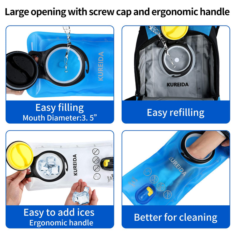 [Australia - AusPower] - KUREIDA Hydration Bladder 2 Liter,Water Bladder with Insulated Tube,BPA Free,Leak Proof,Hydration Reservoir for Hiking,White and Blue. 