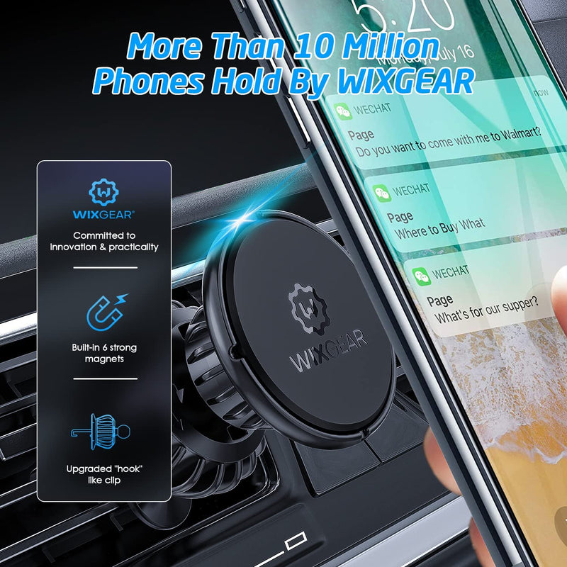 [Australia - AusPower] - WixGear [2 Pack] Universal Air Vent Magnetic Phone Holder for Car, Phone Mount for Car for Cell Phones and Mini Tablets (New Upgraded Vent Locks) 