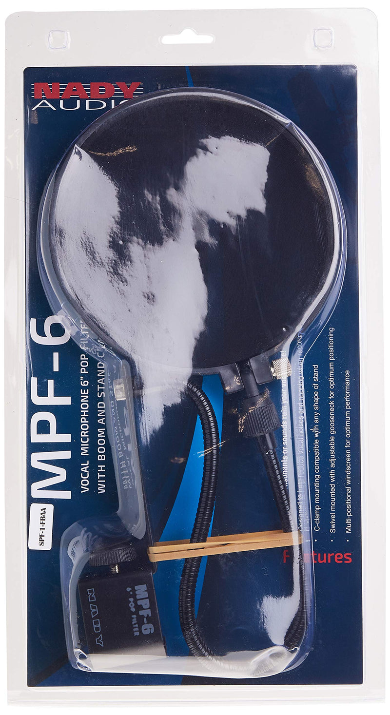[Australia - AusPower] - Nady SPF-1 6-Inch Clamp On Microphone Pop Filter with Flexible Gooseneck and Metal Stabilizing Arm (2018 Upgraded Model of MPF-6) Upgraded Pop Filter with Stablizing Arm 