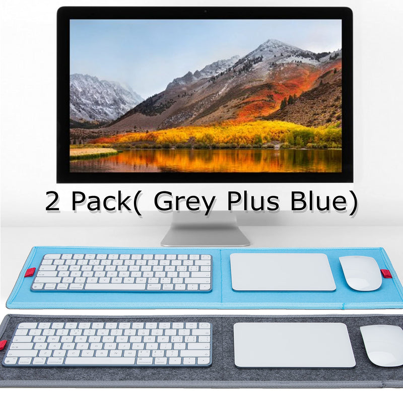 [Australia - AusPower] - KISLANE 2 Pack Keyboard Mat Compatible with iMac Magic Keyboard, Magic Mouse, Magic Trackpad, 2 Pieces Mini Keyboard Mat for Easy Moving (Grey+Ice Blue) Grey+Ice Blue 