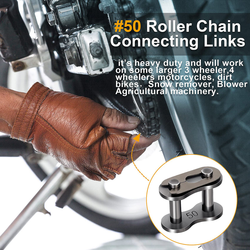 [Australia - AusPower] - 10 Pack #50 Roller Chain Connecting Links, Master Connector Link for Agricultural Machine, Motorcycles, Mini Bike 
