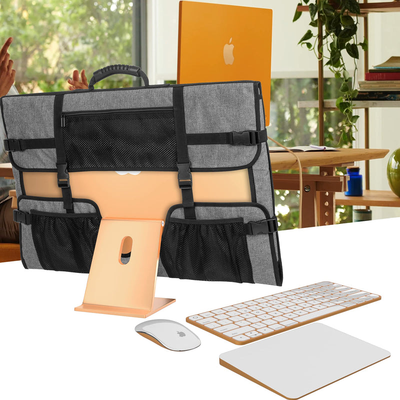 [Australia - AusPower] - CURMIO 24 Inch Monitor Carrying Case, Universal 24" Computer Monitor Bag with Rubber Handle and Pockets, Gray (Patented Design) 