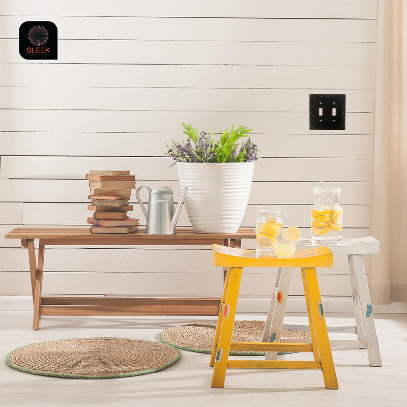 [Australia - AusPower] - SleekLighting | Wall plates Decorative Regal Scrollwork Black | Electric Outlet and Switch Covers| Style: 1 Gang Duplex (2 Pack) 1 Duplex 