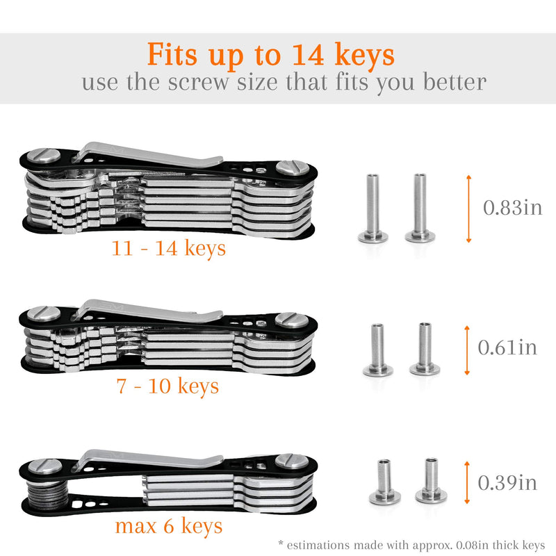 [Australia - AusPower] - EM Compact Key Holder for Keychain Premium (Aircraft Grade Aluminum) – Smart Key Organizer Keychain – Minimalist Unique Style Pocket Clip Design (Black) Black 