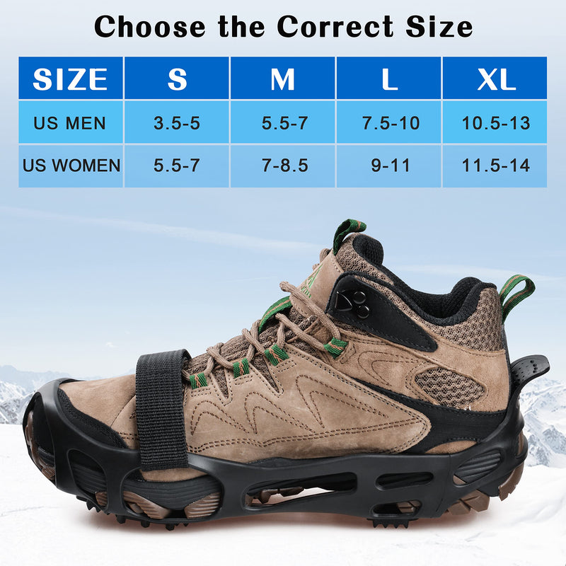 [Australia - AusPower] - Ice Cleats for Shoes and Boots,Snow Traction Cleats Crampons for Women Men Kids Anti Slip 24 Spikes Shoes Walk Traction Cleats on Snow and Ice With Adjustable Strap Small(3.5-5 men/5.5-7 women) 
