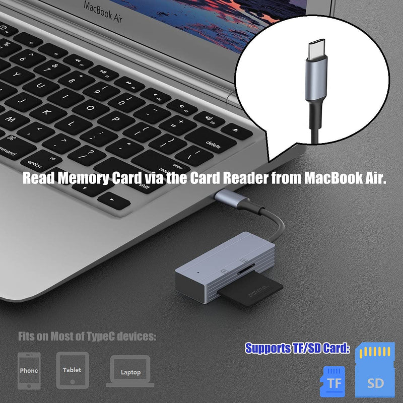 [Australia - AusPower] - sunshot USB C SD/TF Card Reader, Type C USB Trail Camera Viewer, Read or Play Photo & Video from Game Cam Memory on MacBook Pro 13/15/16, New Mac Air/iPad Pro/Surface, Samsung S20/S10/S9/S8 and More TypeC 