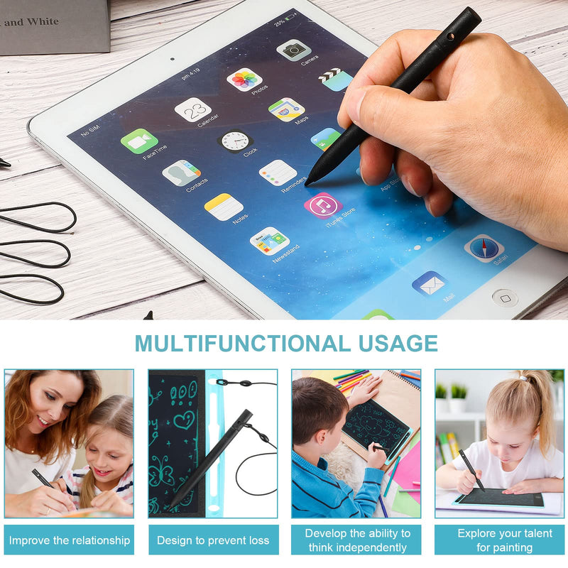 [Australia - AusPower] - 4.5 Inch Replacement Stylus Drawing Pen 4 Pieces Toddler Drawing Tablet Pens Kids' Electronics Pens with 4 Hanging Rope for LCD Writing Tablet (Black) Black 